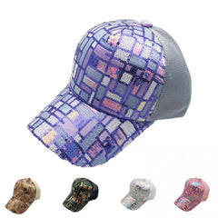Casual Sequin Mesh Stitching Hat Sun Protection Comfortable Breathable Hat