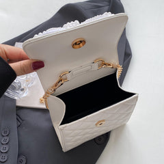 Mini Faux Pearl Handle Shoulder Bag Bow Decor Chain Strap Crossbody Bag