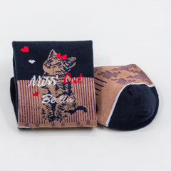 Cute Cartoon Cat Print Socks for Women