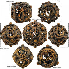 Metal Polyhedral Hollow Dice Set - Large Role Playing Dice