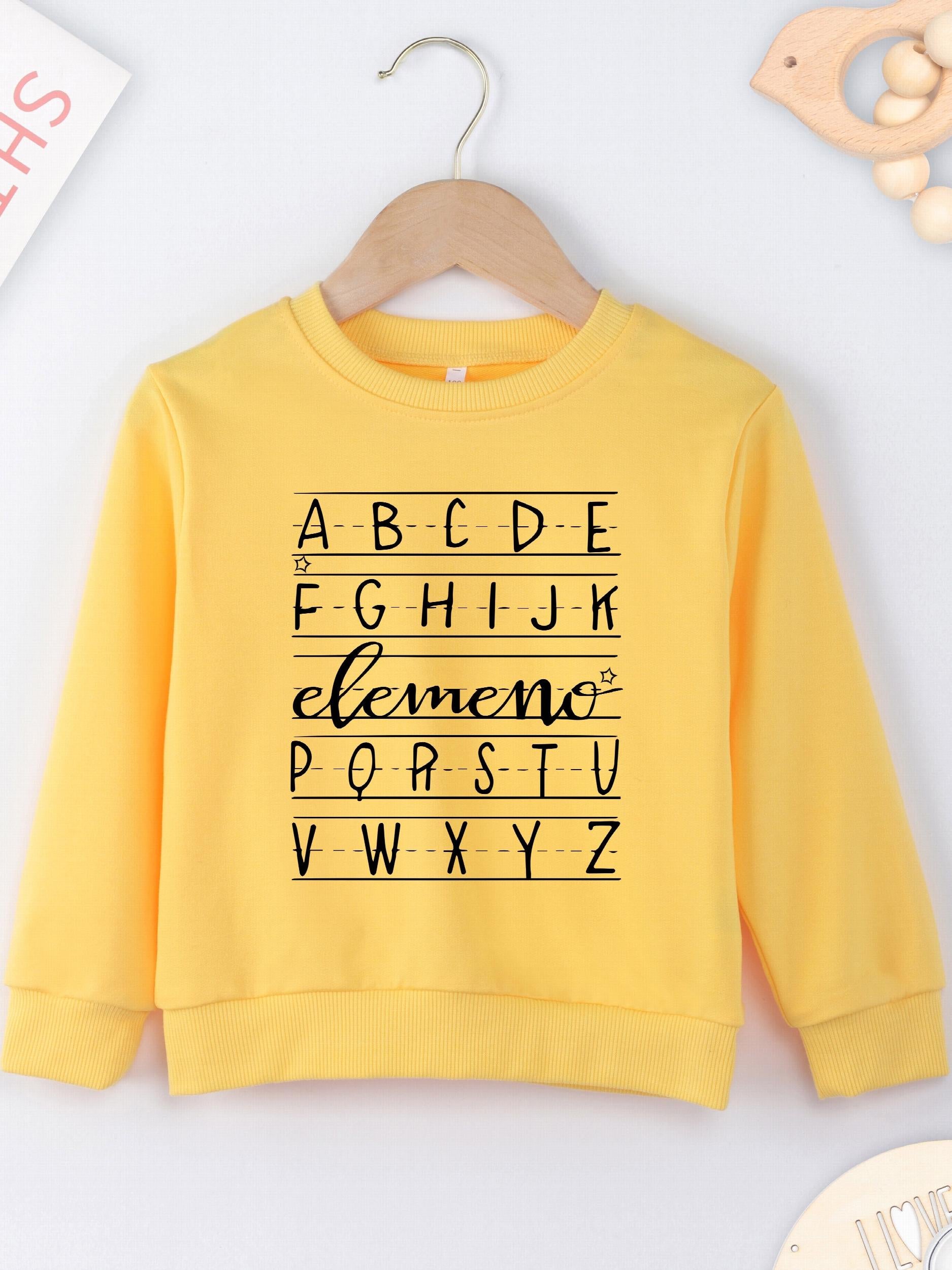 Boys Letter Print Crew Neck Sweatshirt Long Sleeve Casual Tops