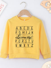 Boys Letter Print Crew Neck Sweatshirt Long Sleeve Casual Tops