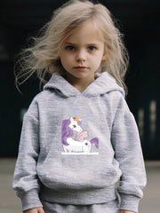 Unicorn Graphic 2pcs Set Girls Casual Comfy Activewear for Spring Fall