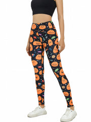 Halloween Print Slimming Yoga Leggings High Waist Butt Lifting Workout Pants