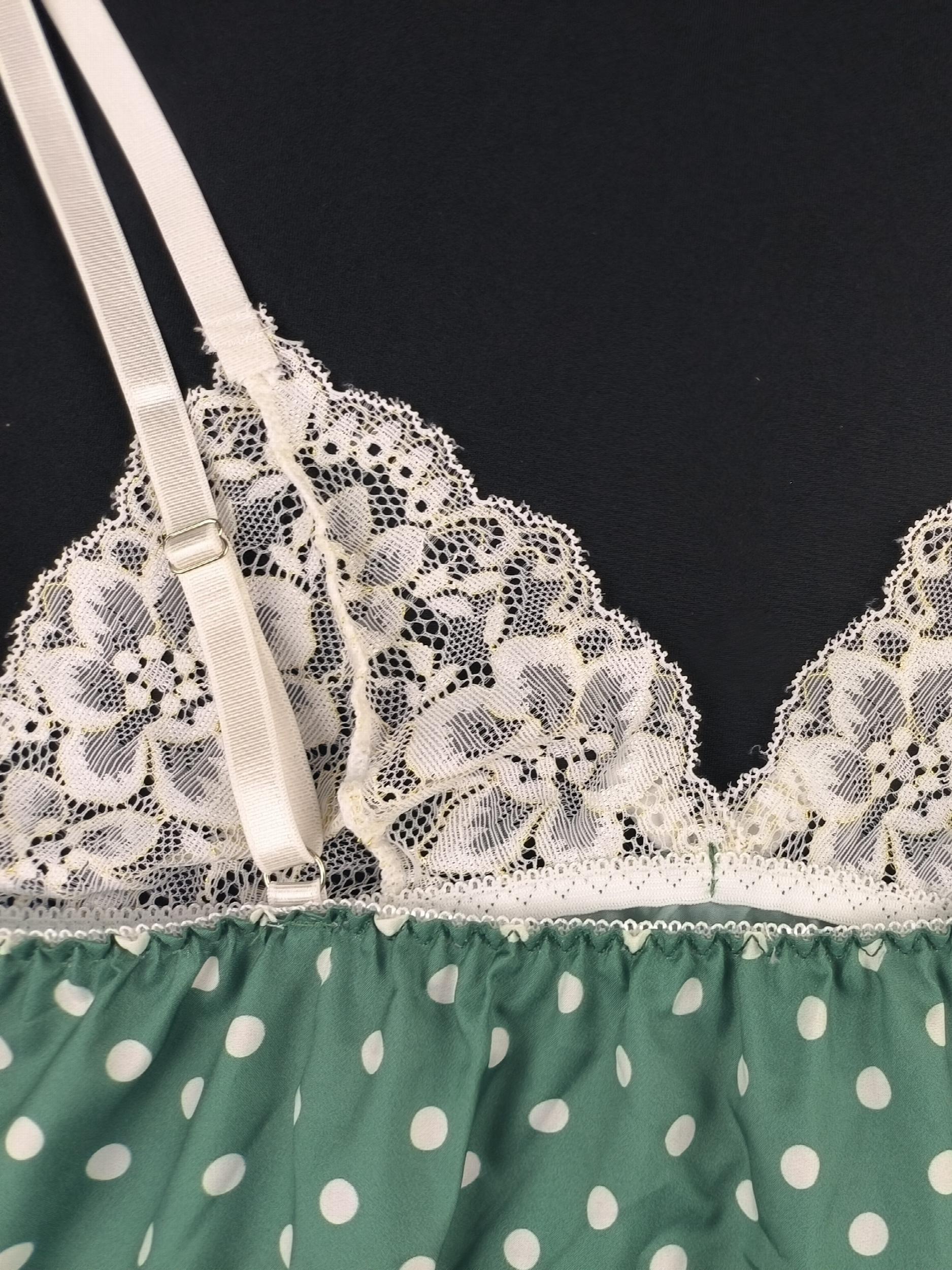 Lace Slip Nightdress Sexy V Neck Polka Dot Sleep Dress Women's Sleepwear