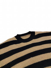 Casual Sweater Women's Plus Stripe Print Long Sleeve