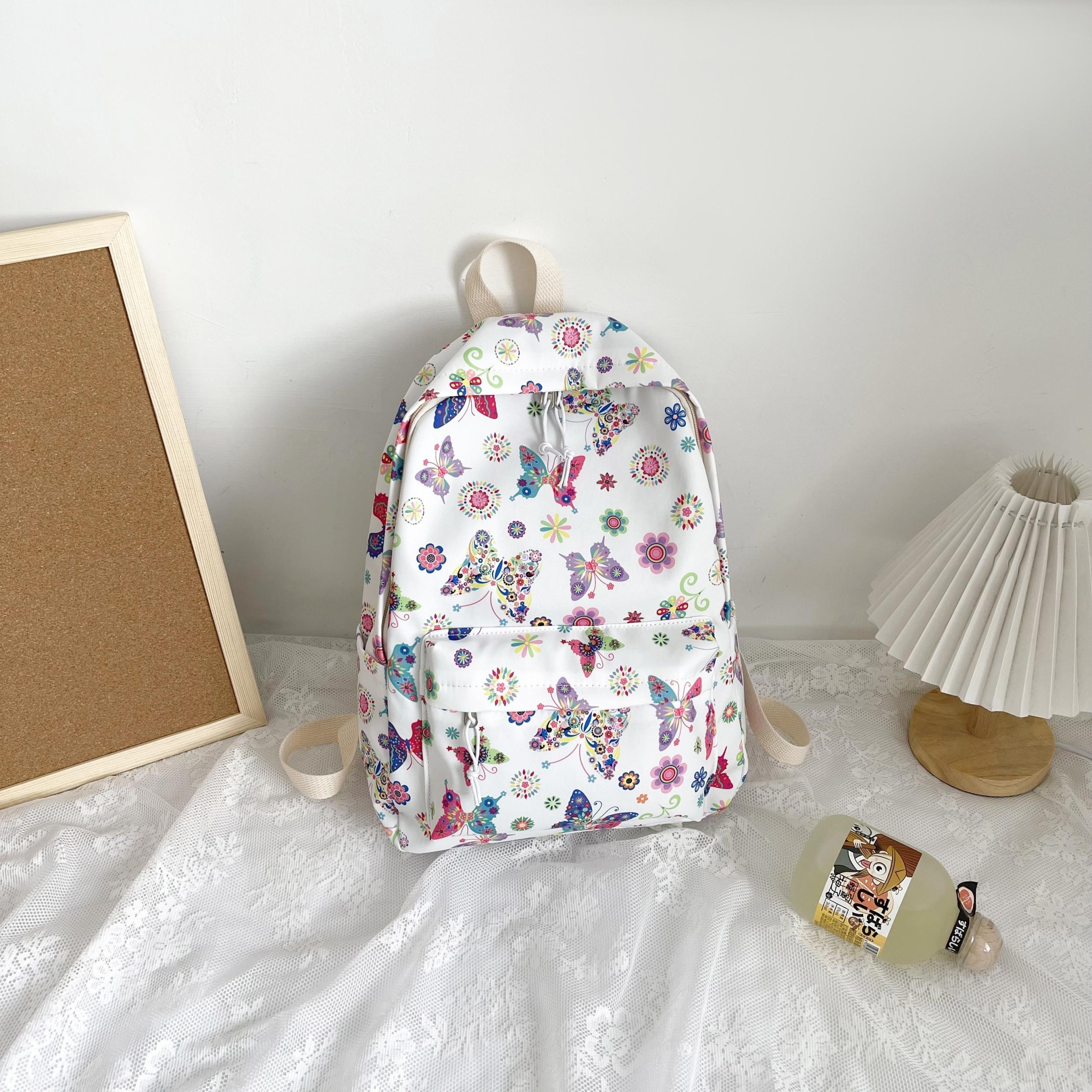 Butterfly Print Large Capacity Backpack