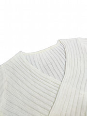 Solid Long Sleeve Surplice Neck Cross Jumper
