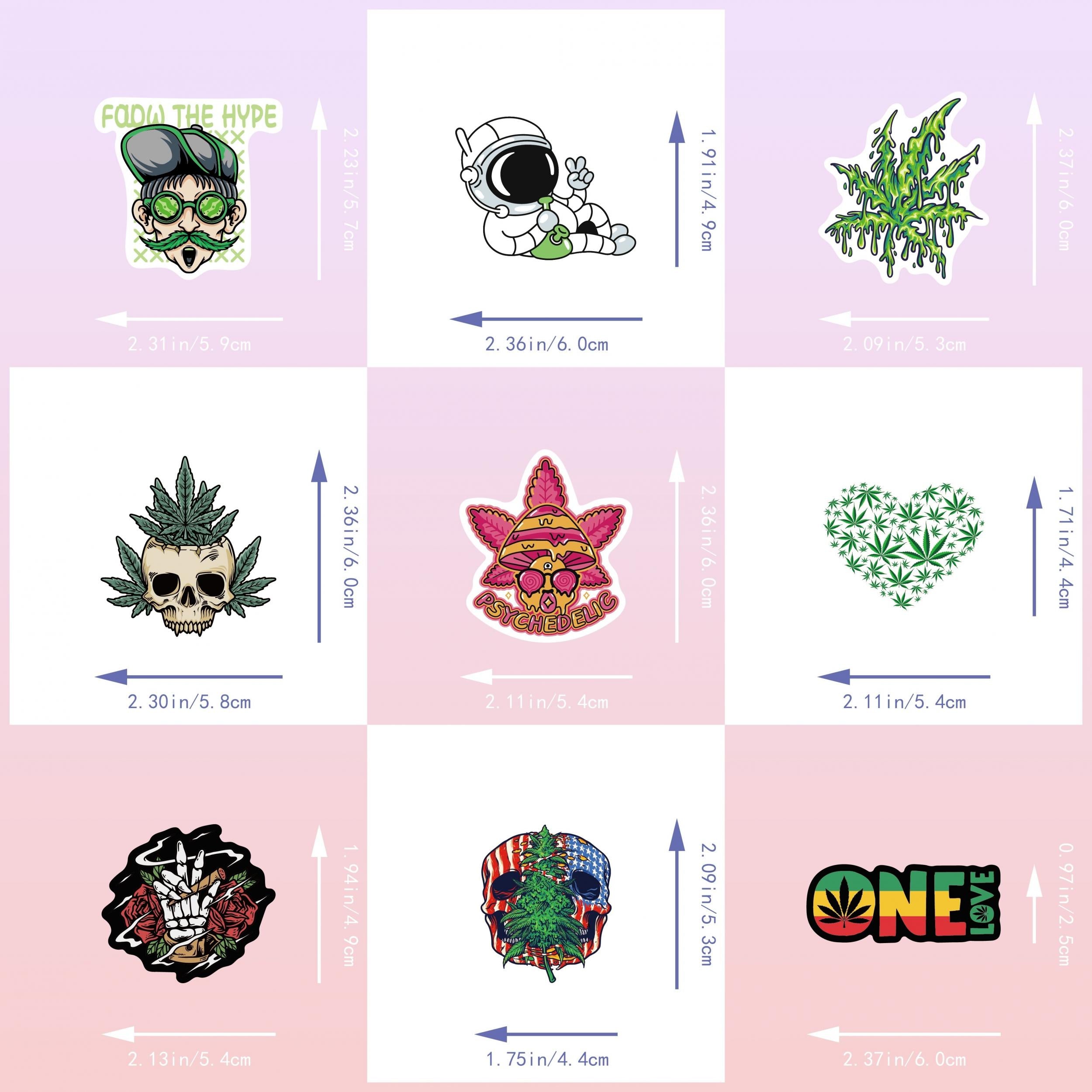 50pcs Cartoon Green Leaves Stickers Creative Graffiti Waterproof Stickers