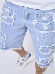 Tassels Decoration Ripped Denim Shorts Mens Casual Street Style Loose Fit