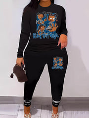 Casual 2 Piece Set Women's Graphic Top & Leggings