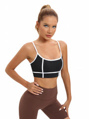 Contrast Binding Cami Sports Bra Stitching Yoga Workout Bra