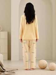 Letter Print Pajama Set Long Sleeve Top & Lounge Pants