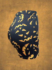 Halloween Graphic Print Elastic Waist Shorts