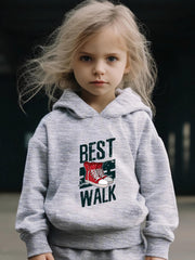 Girls 2pcs Shoes Print Hoodies Jogger Pants Set Sports
