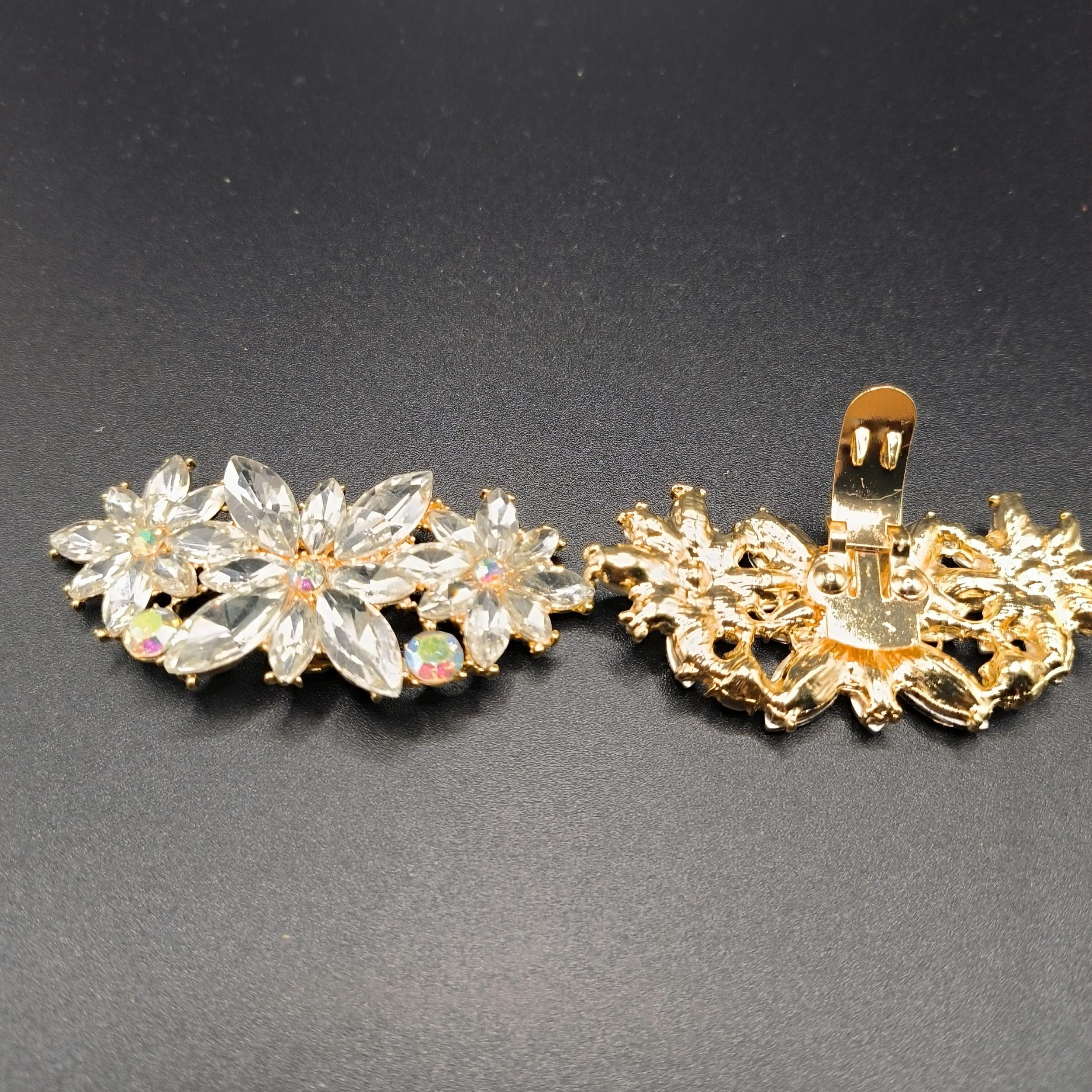 Colorful Fake Diamond 3 Plum Blossom Shoe Accessories - Set Of 2