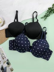 2 Pack Plus Size Casual Bras Set Women's Plus Bow Knot Underwire