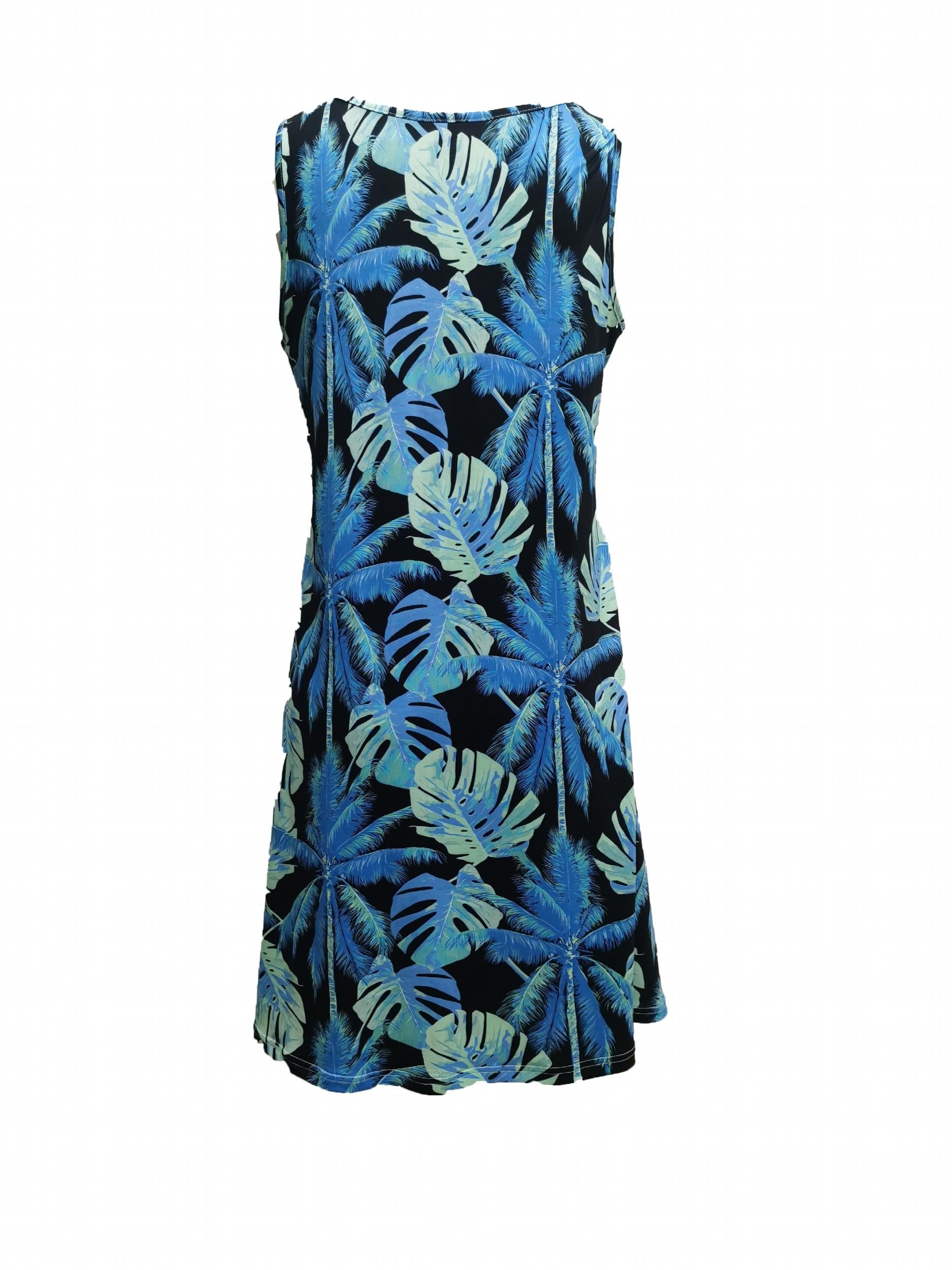 Tropical Print Tank Dress Sleeveless Summer Vacation Casual Dress
