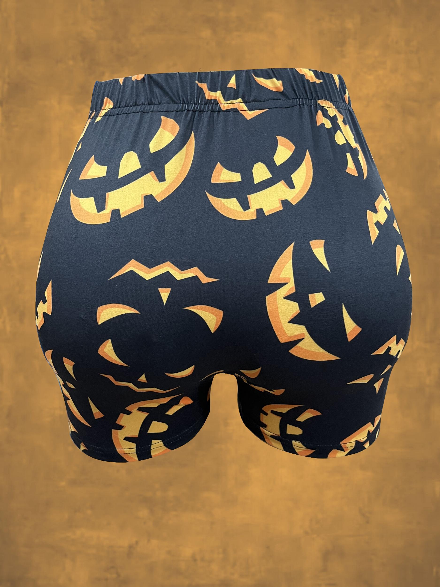 Halloween Graphic Print Elastic Waist Shorts