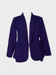 Solid Lapel Collar Open Front Slim Fit Blazer
