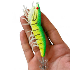 11 Light Soft Bait Shrimp Squid Hook Fluorescent Wooden Bait Sea Fishing