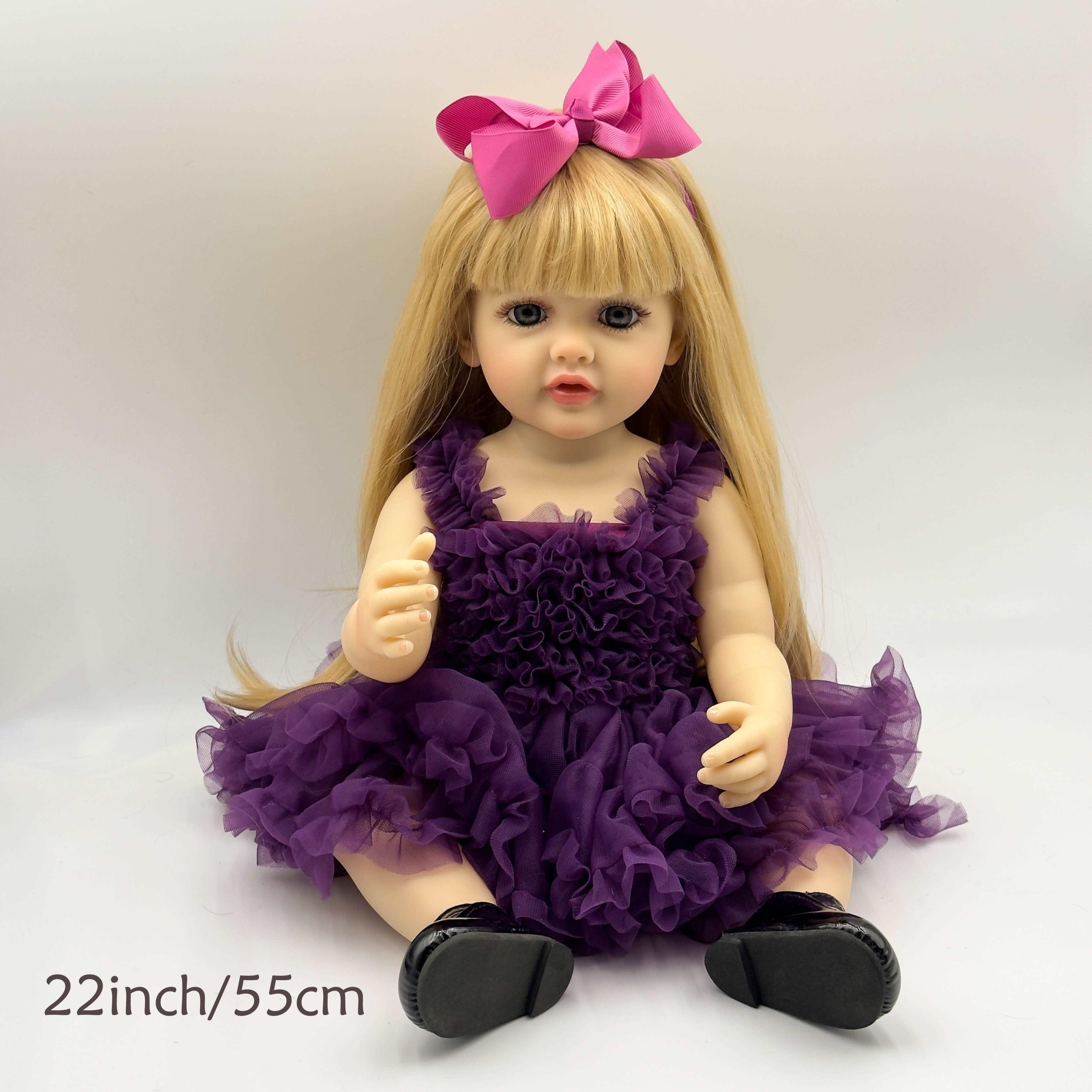 Enchanting Princess Doll Handcrafted Reborn Girl Blonde Wig Purple Gown