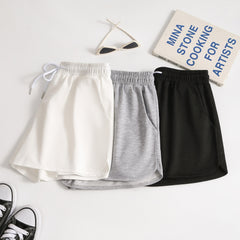 Sporty Elastic High Waist Shorts Women's Clothing