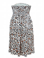 Leopard Print Strapless Tube Dress High Stretch
