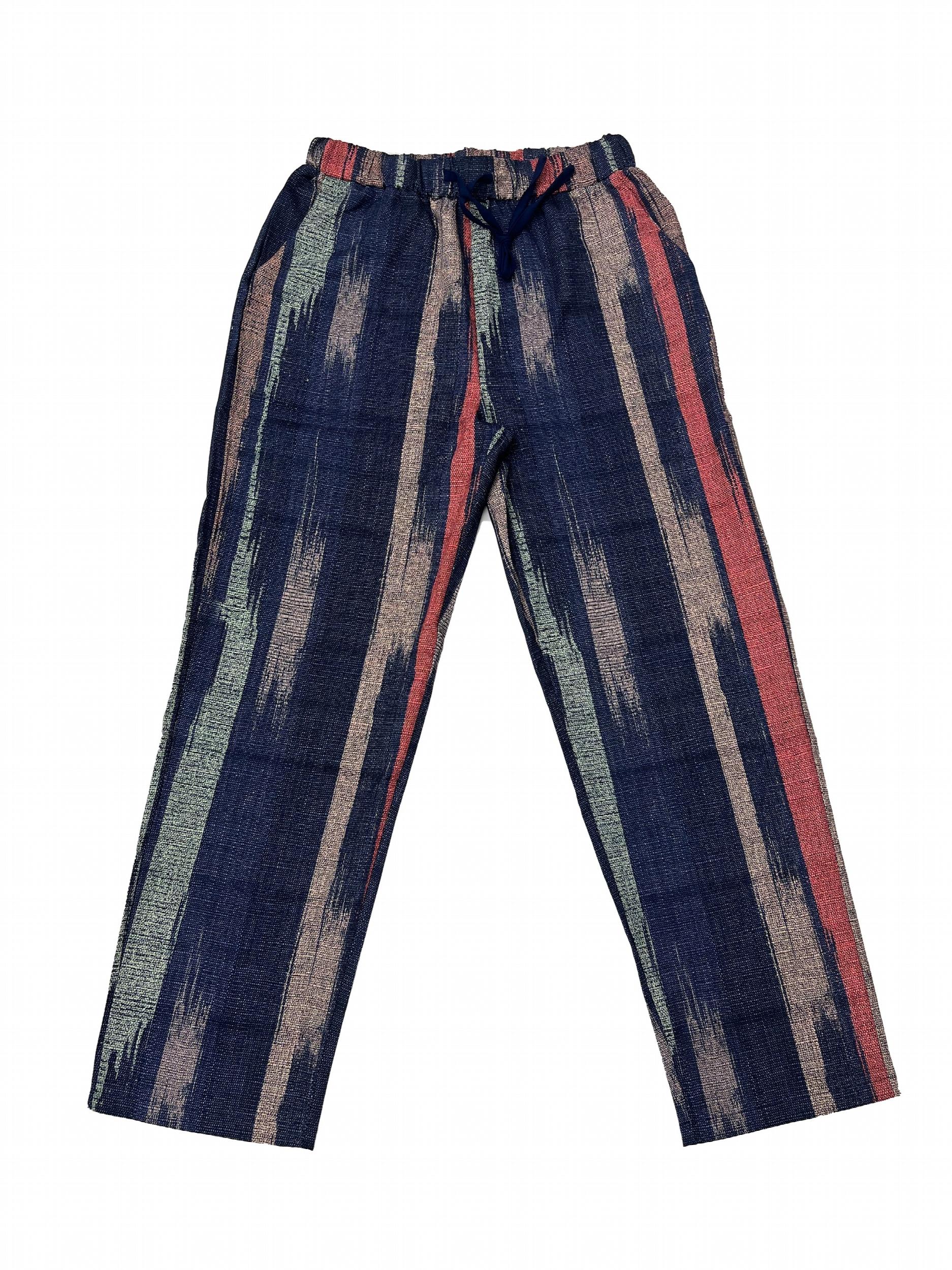 Patchwork Print Pants Dual Pockets Drawstring Casual Pants