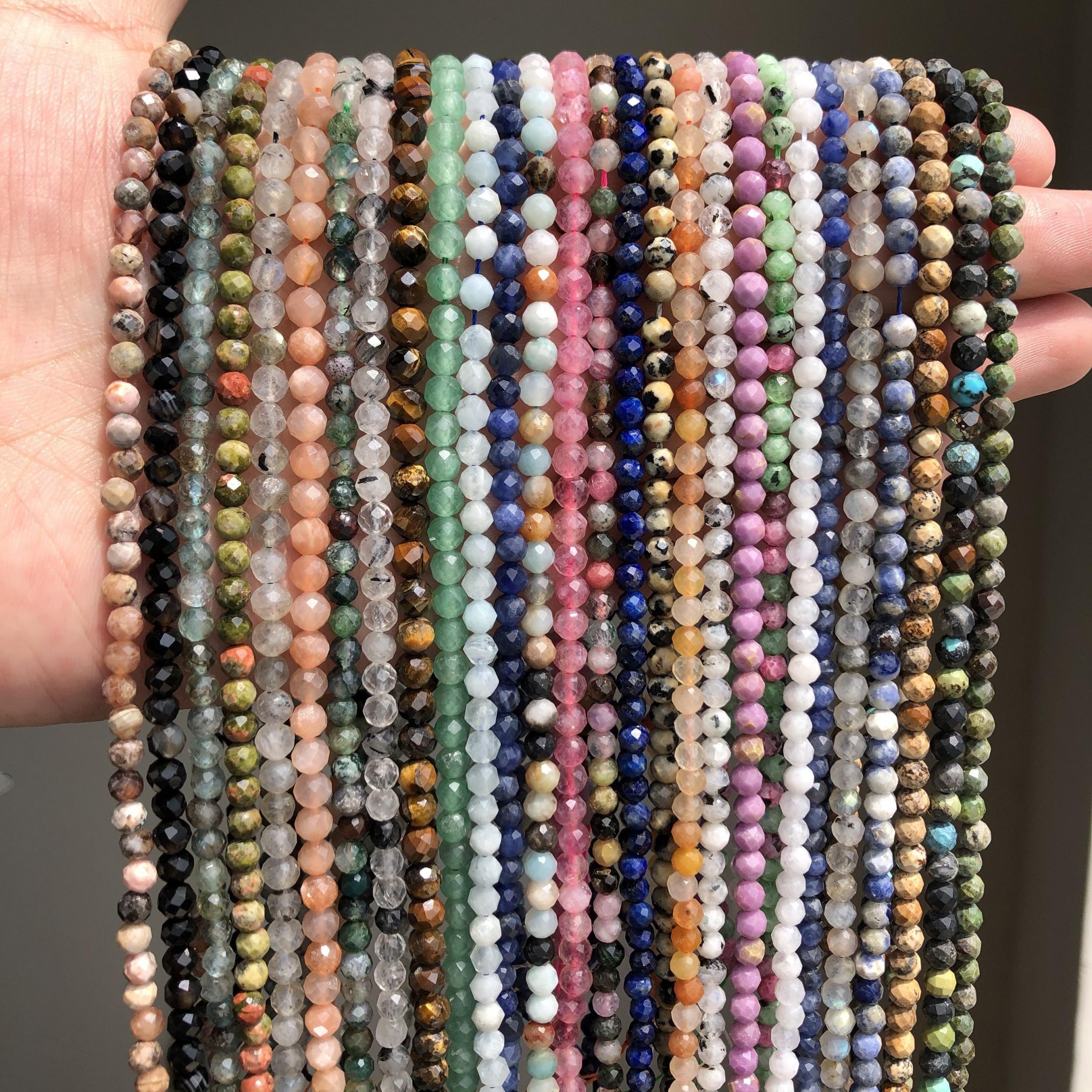 Faceted Stone Beads 2mm for DIY Jewelry Making 15'' 170pcs