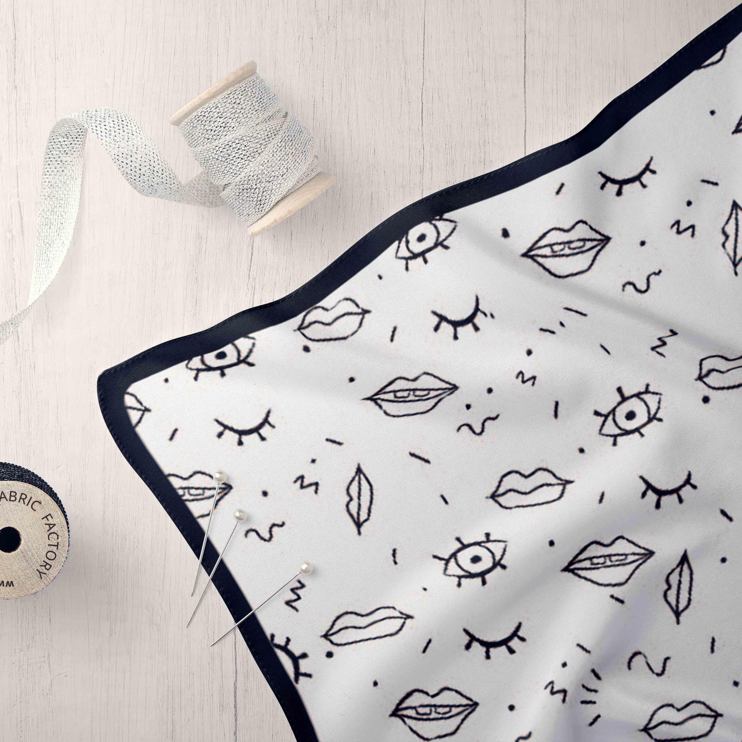 Eyes Lips Print Bandana Hip Hop Square Scarf Headband Casual Handkerchief