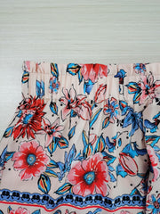 Boho Shorts Women's Plus Floral Print High Rise Waist Band