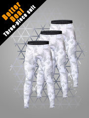 Men's 3pcs Solid Leggings Active Quick Drying Sports Compression Pants