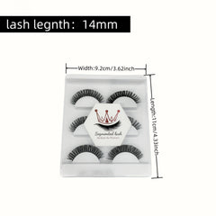 3 Pairs False Eyelashes 14mm D Curling Natural Thick Faux Mink Lashes