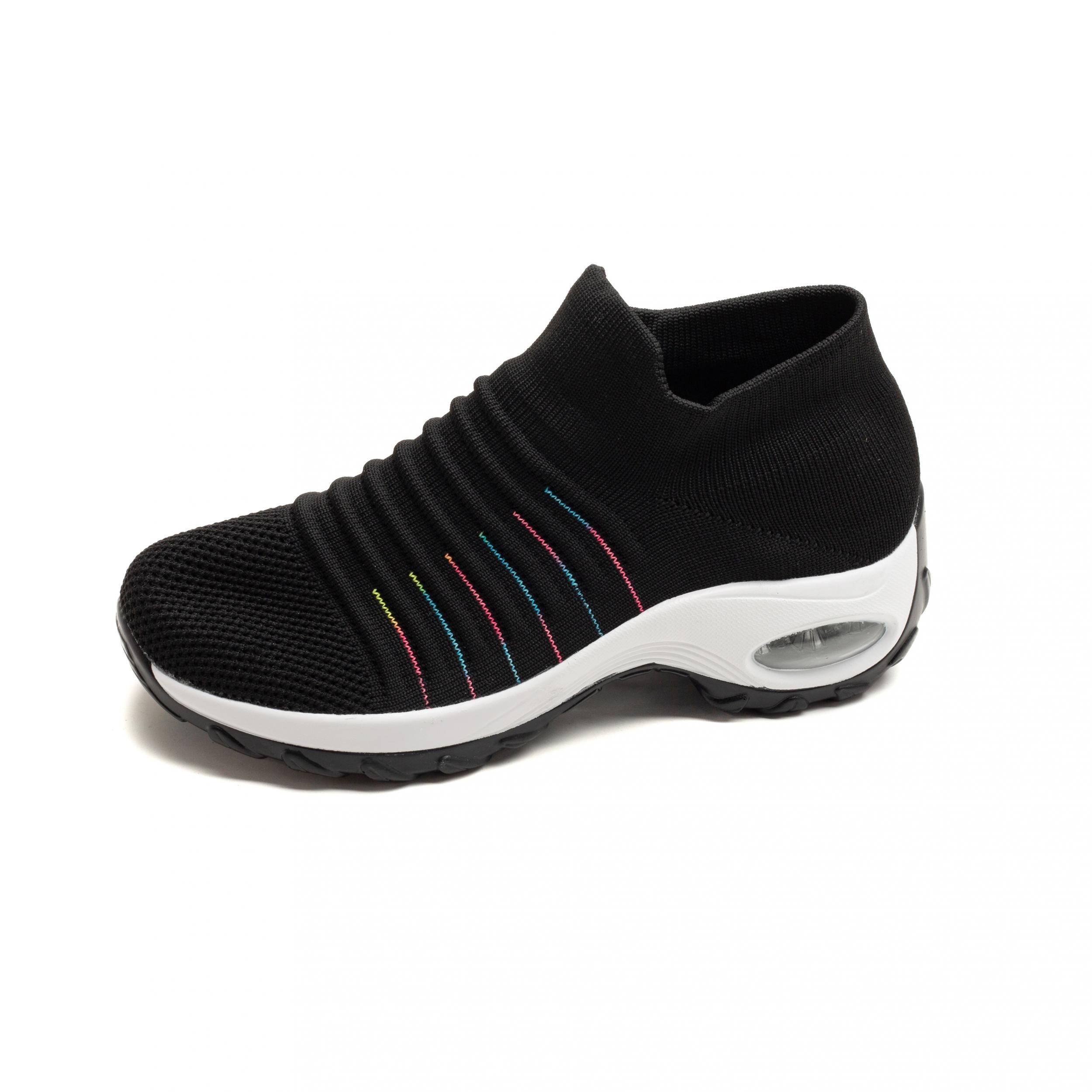 Women's Breathable Knit Sock Sneakers Slip On Air Cushion Lightweight Shoes
