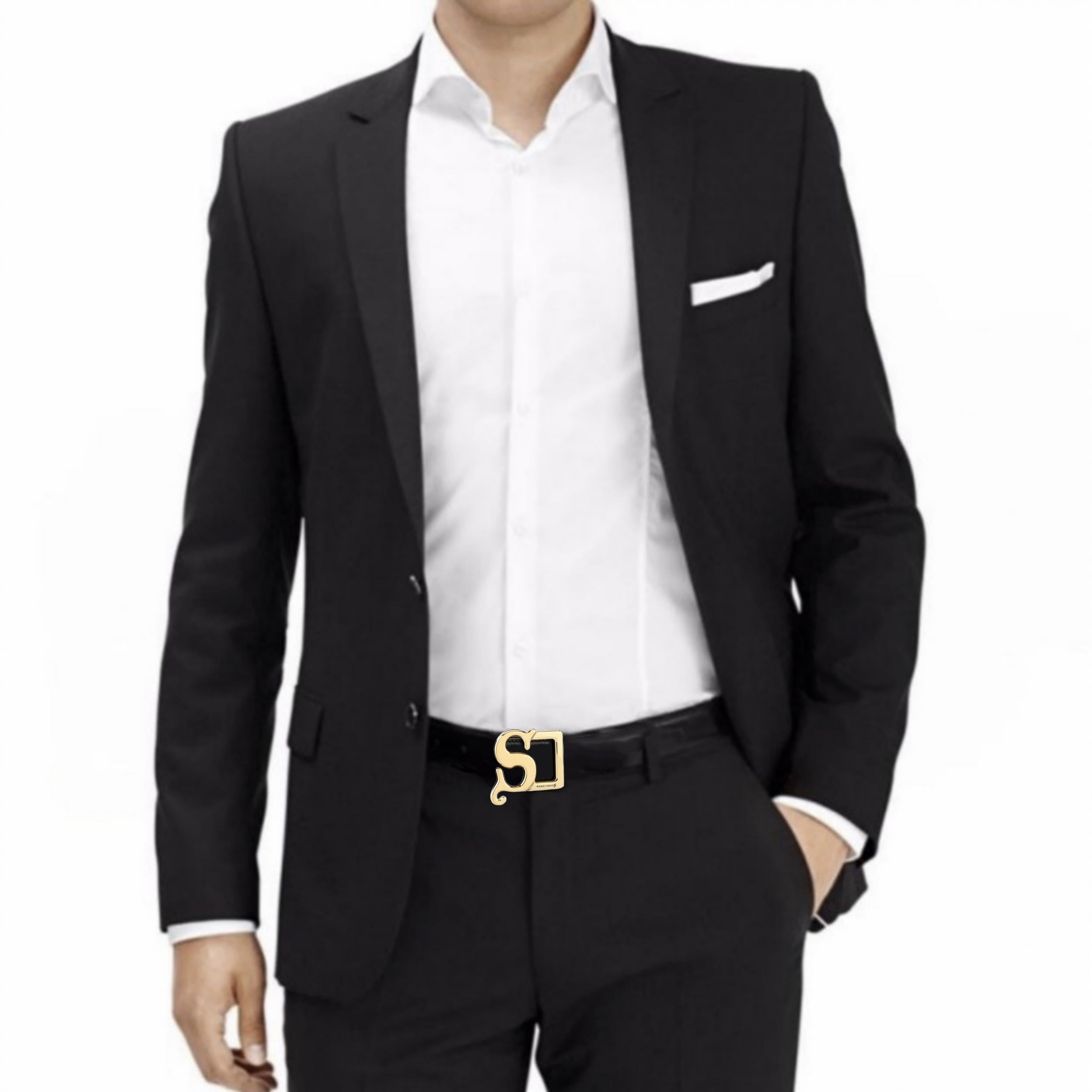 Men's S Buckle Leather Belt Decorative Belt For Outdoor Party