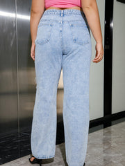 High Rise Straight Leg Jeans Women's Casual Pants