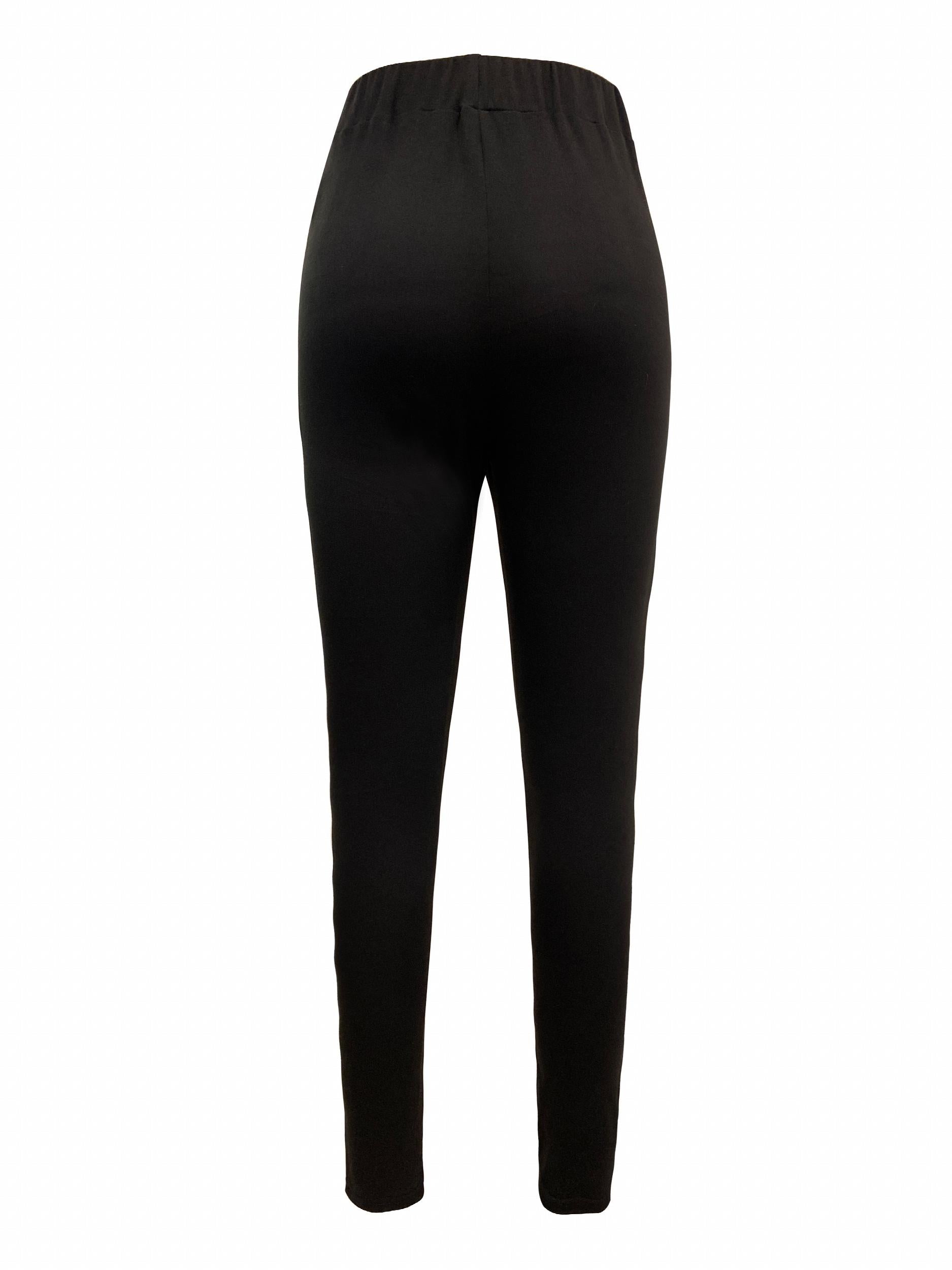 Solid Button Decor Carrot Pants Casual Slim Elastic Waist Pants
