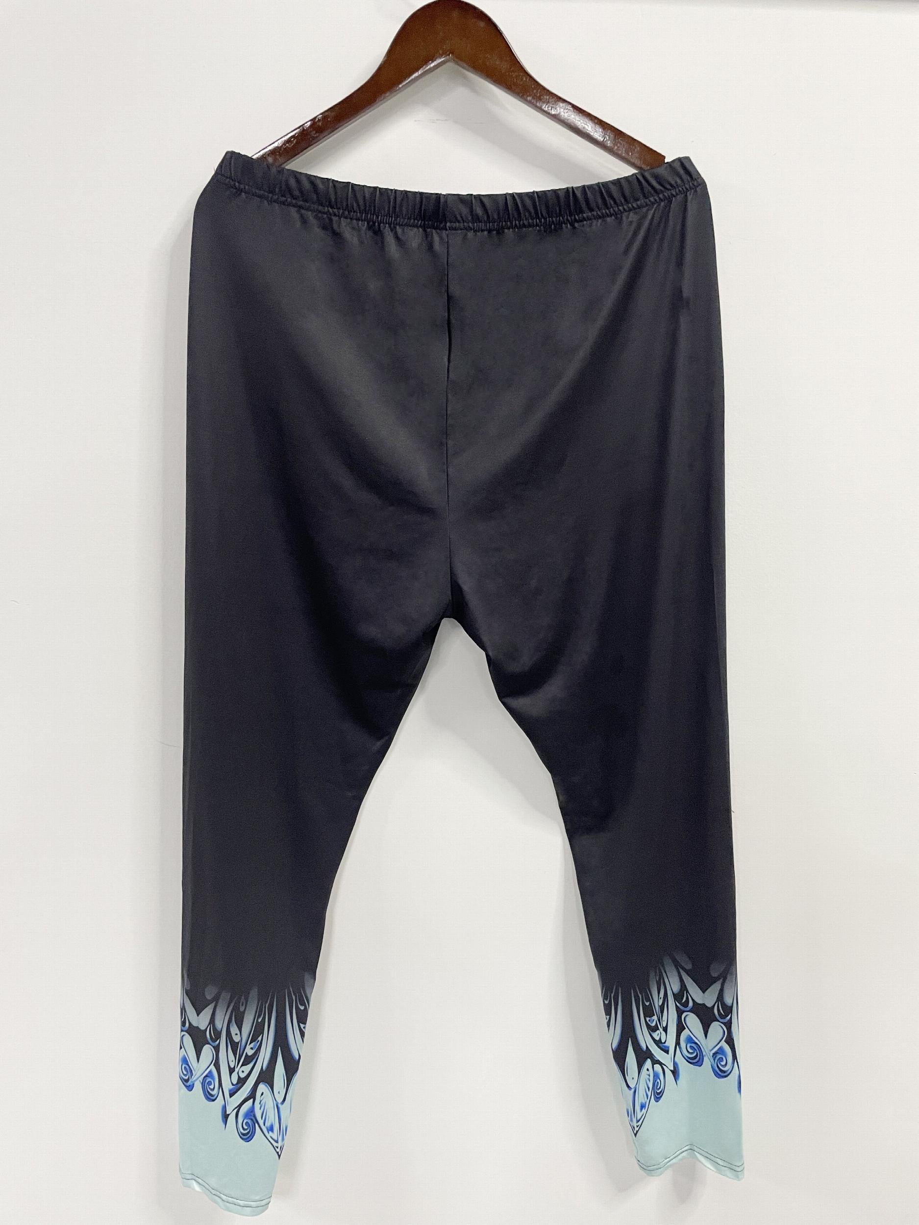 Ombre Floral Print High Rise Leggings