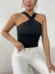 Criss Cross Tank Top Halter Neck Sleeveless