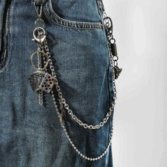 Unisex Hip hop Butterfly Cards Lightning Pants Chain