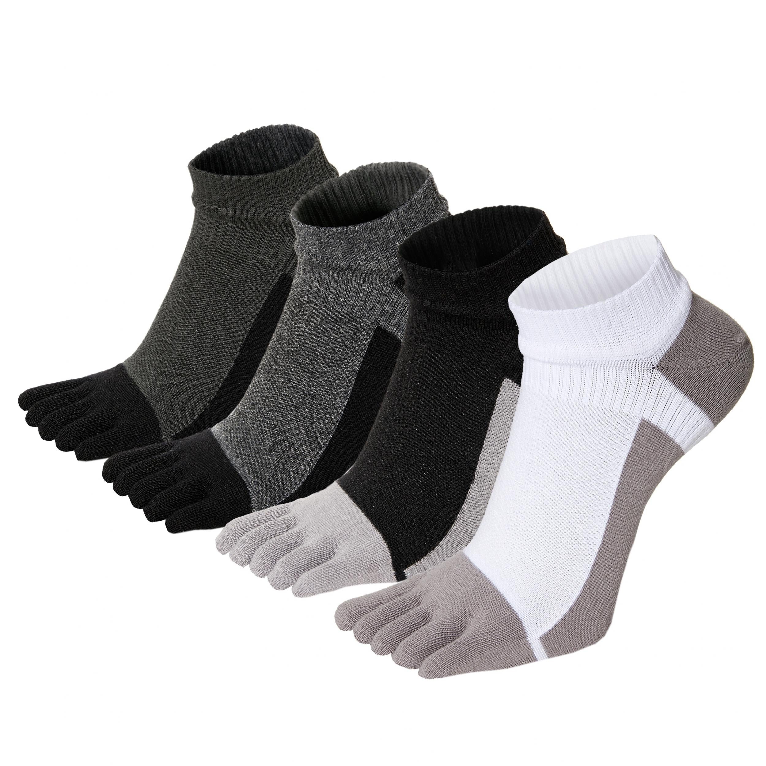 4 Pairs Toe Socks Ankle Cotton Low Cut Athletic Running Five