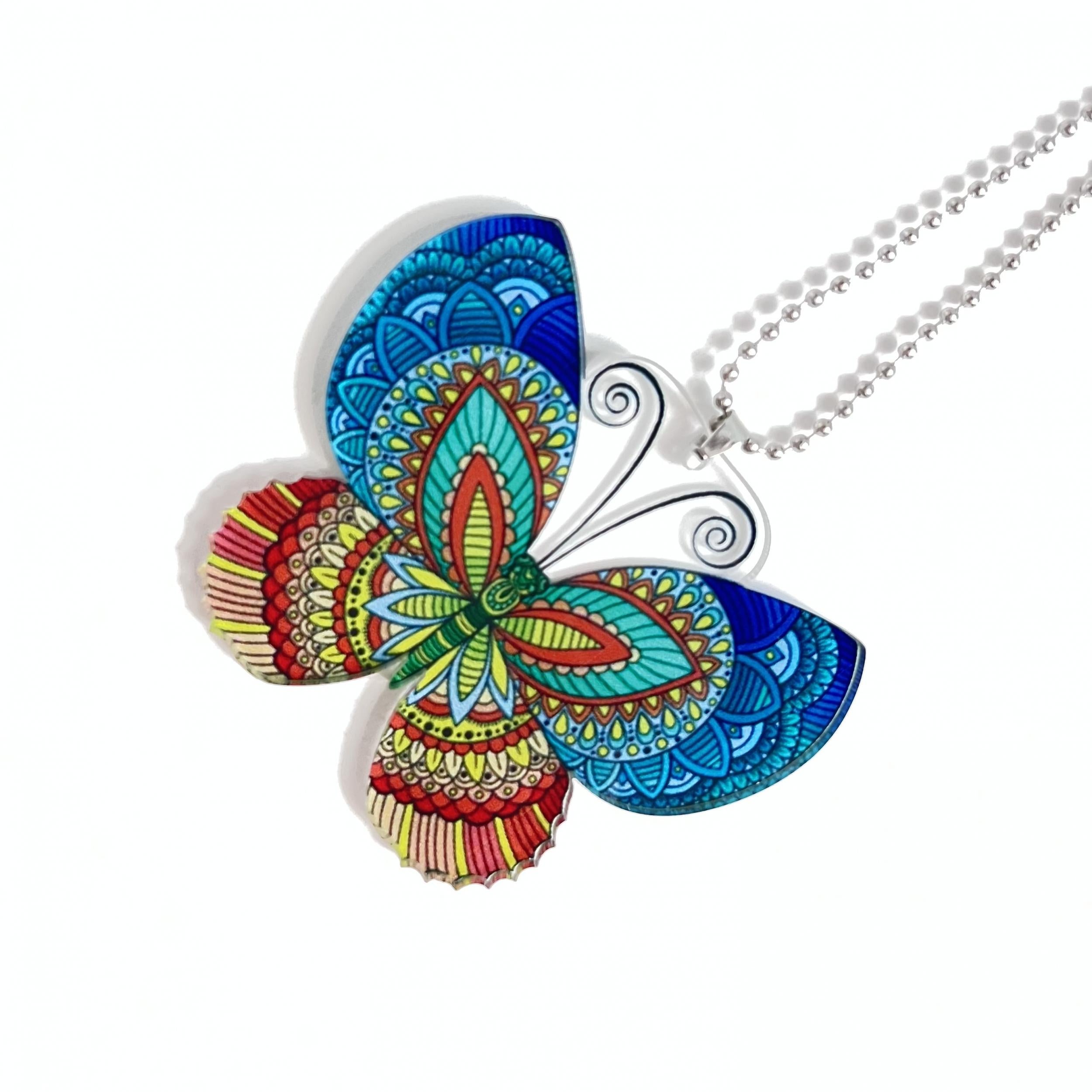 Red Butterfly Print Bohemian Hanging Ornament