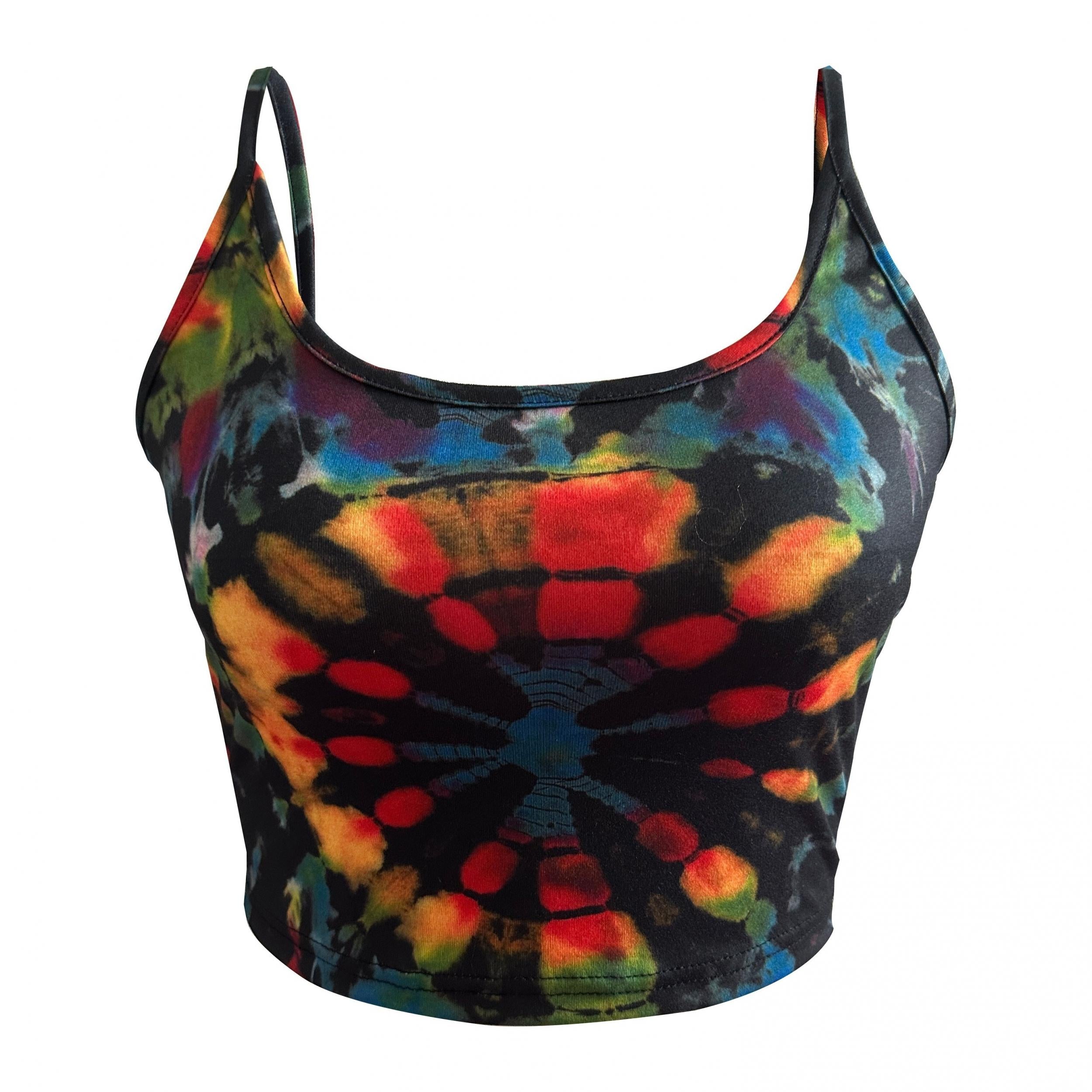Tie Dye Crop Cami Top Crew Neck Summer Sleeveless Women's Clothing