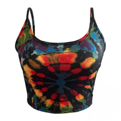 Tie Dye Crop Cami Top Crew Neck Summer Sleeveless Women's Clothing