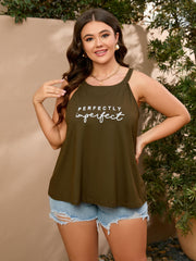 Casual Tank Top Women's Plus Letter Print