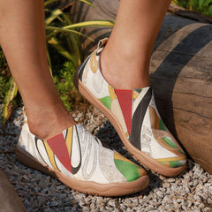 Women's Geometric Printed Slip-On Canvas Shoes, Casual Flat Shoes
