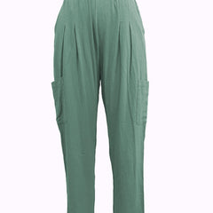 Elastic Waist Cropped Pants with Pockets for Women