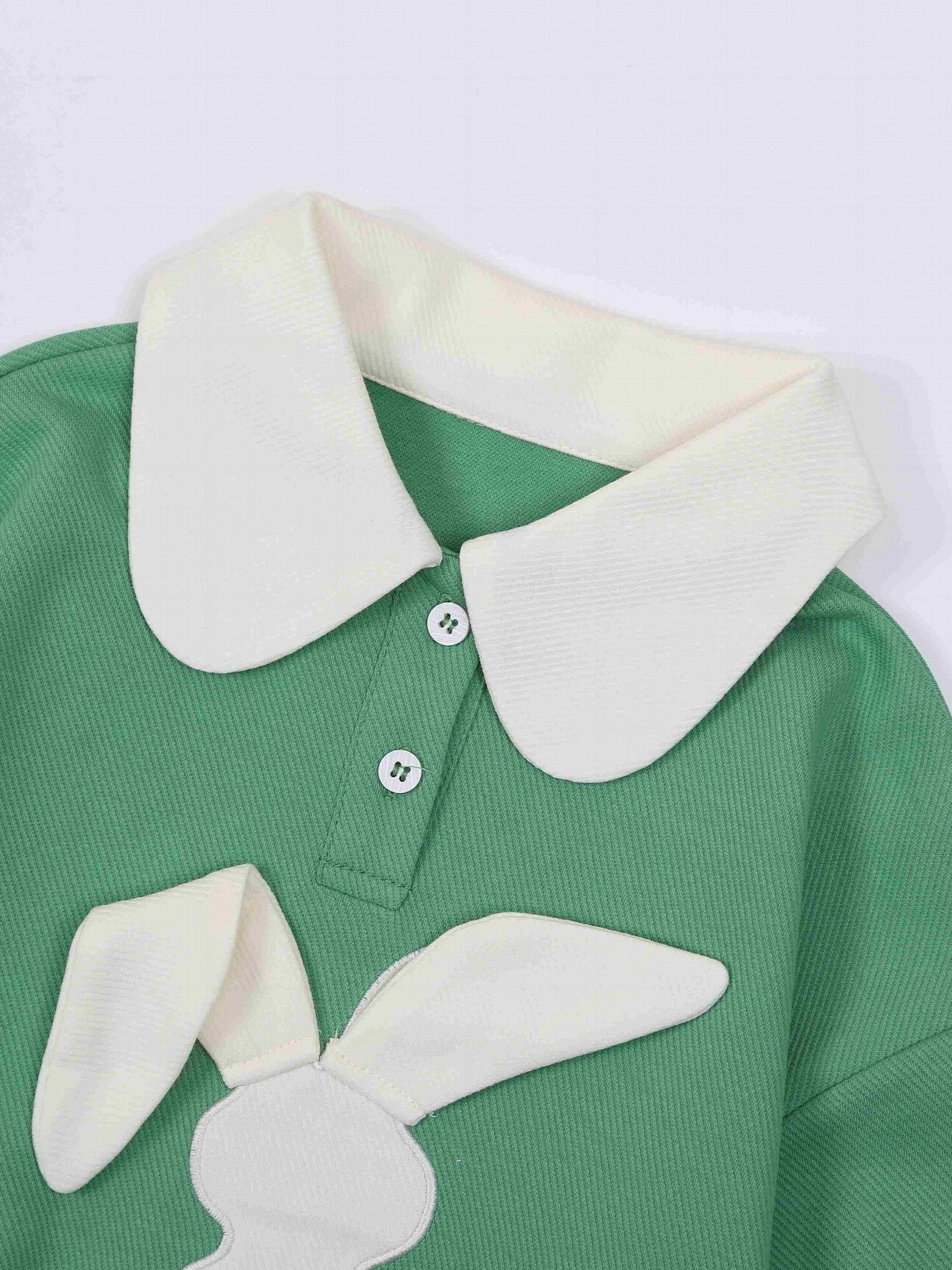 Girls' Rabbit Polo Sweatshirt - Spring Children's Cartoon Tops