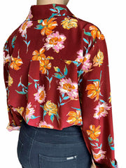 Women's Floral Print Button Up Blouse